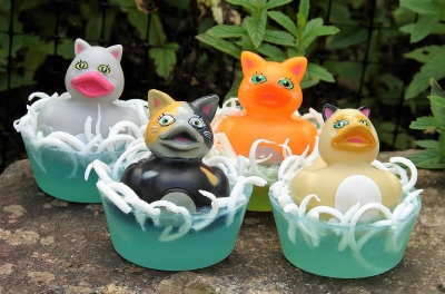 cat rubber duckie soaps by Kulina Folk Art