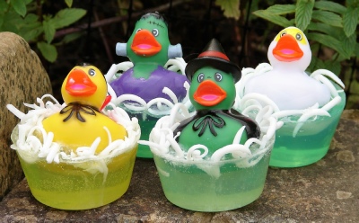 Halloween green witch and friends rubber duckie soaps