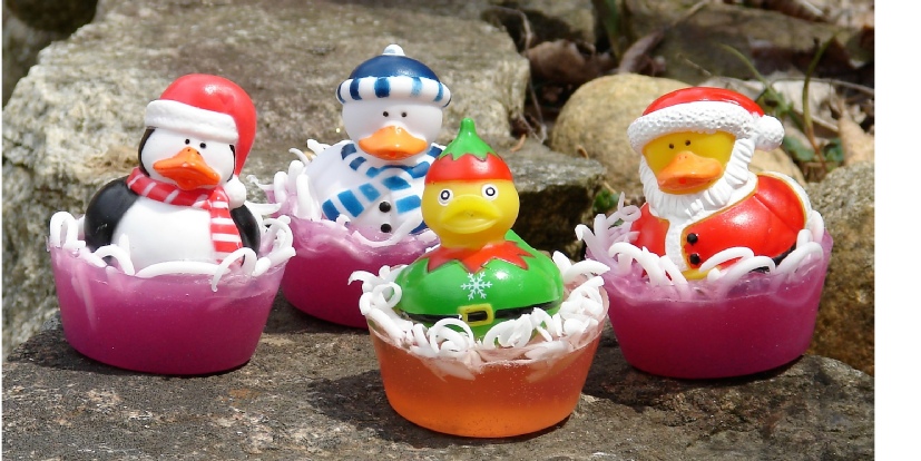 winter holiday rubber duckie soaps