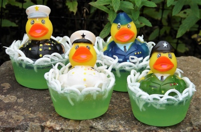 military rubber duckie toy glycerin soaps by Kulina Folk Art