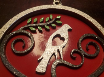 Bird with Heart Layered Ornament Detail